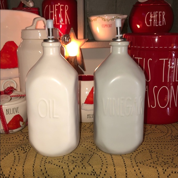 Rae Dunn Other - Rae Dunn OIL & VINEGAR Cruet Set (Large White & Gray)